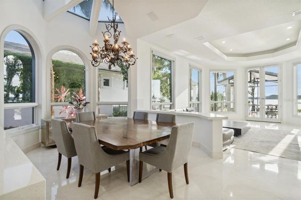 Chandelier, Dining room, Interior, Recessed Lighting
