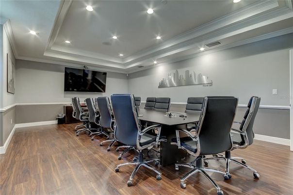Home Office, Interior, Recessed Lighting, Wood Texture Flooring
