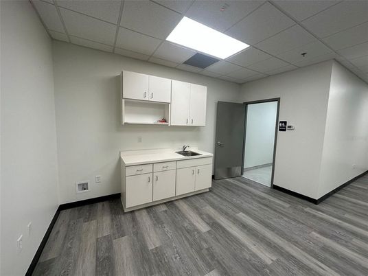 Interior, Kitchen, Recessed Lighting, Wood Texture Flooring