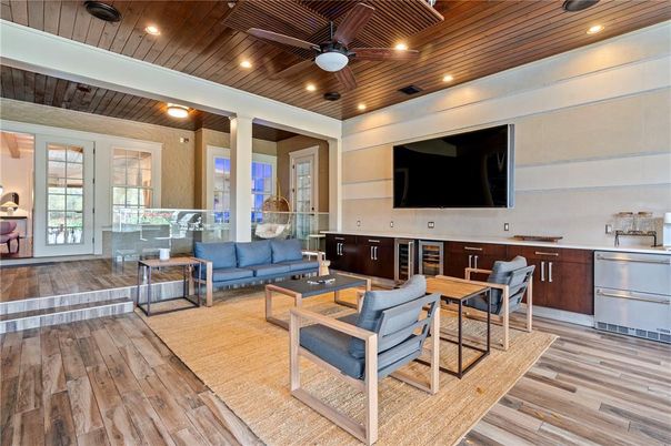 Interior, Kitchen, Living room, Recessed Lighting, Wooden Ceilings, Wood Texture Flooring