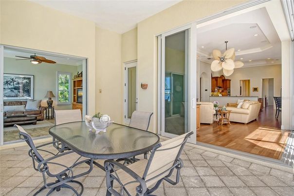 Dining room, Interior, Living room, Recessed Lighting, Wood Texture Flooring