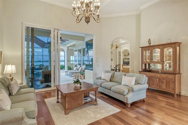 Chandelier, Interior, Living room, Wood Texture Flooring