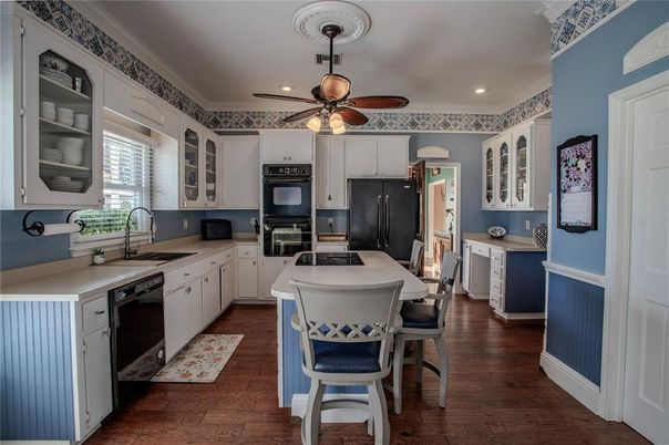 Interior, Kitchen, Recessed Lighting, Wood Texture Flooring