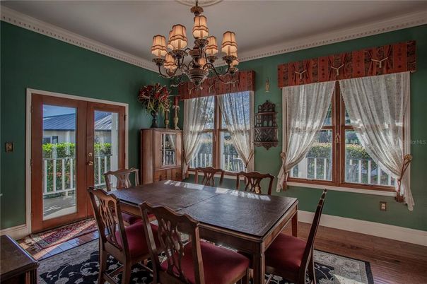 Chandelier, Dining room, Interior, Wood Texture Flooring