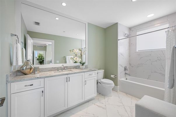 Bathroom, Interior, Marble, Marble Walls, Recessed Lighting