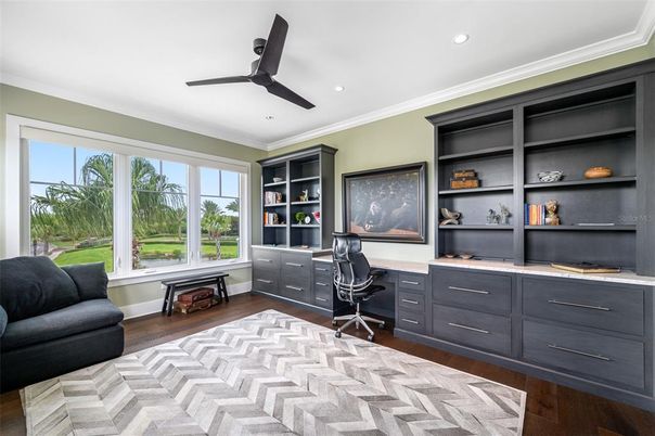 Home Office, Interior, Recessed Lighting, Wood Texture Flooring