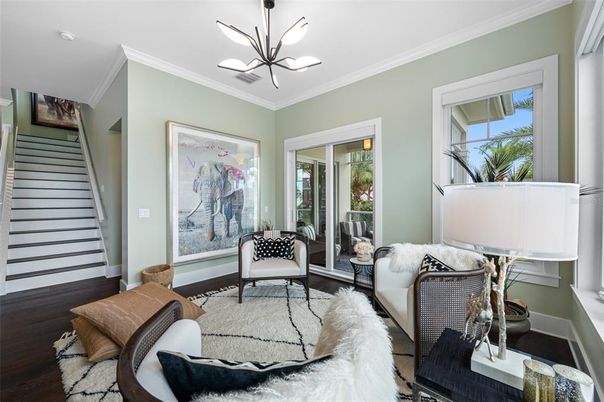 Interior, Living room, Pendant Lights, Wood Texture Flooring