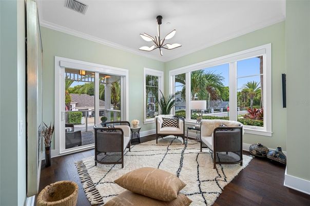 Interior, Living room, Pendant Lights, Sun Room, Wood Texture Flooring