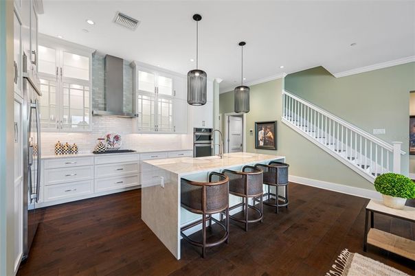 Interior, Kitchen, Pendant Lights, Recessed Lighting, Wood Texture Flooring