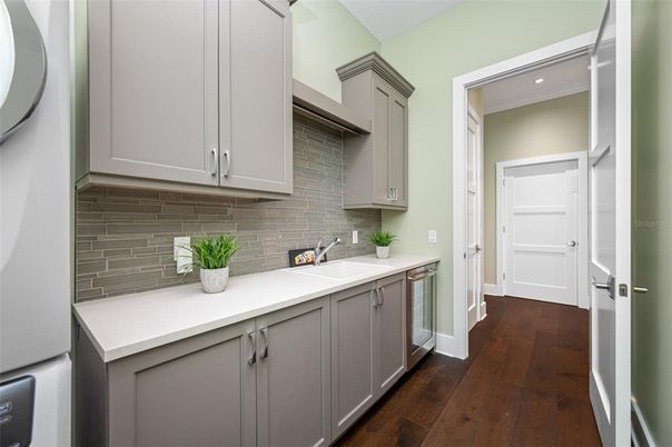 Interior, Kitchen, Recessed Lighting, Wood Texture Flooring