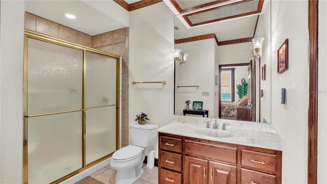 Bathroom, Glass Shower, Interior, Recessed Lighting