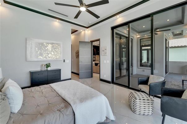 Bedroom, Interior, Marble, Recessed Lighting