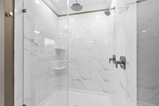 Bathroom, Glass Shower, Interior, Marble Walls