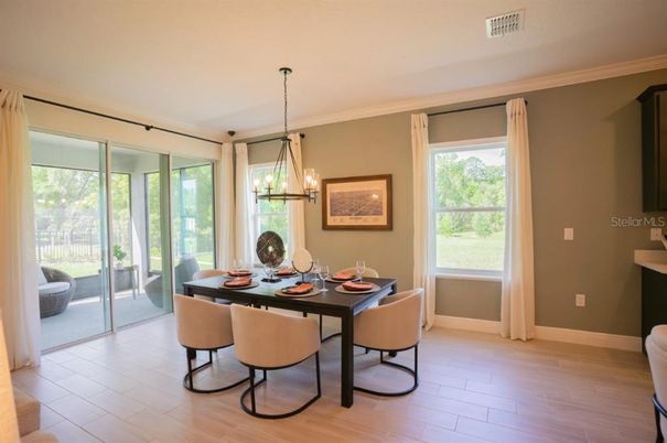 Chandelier, Dining room, Interior, Pendant Lights, Wood Texture Flooring