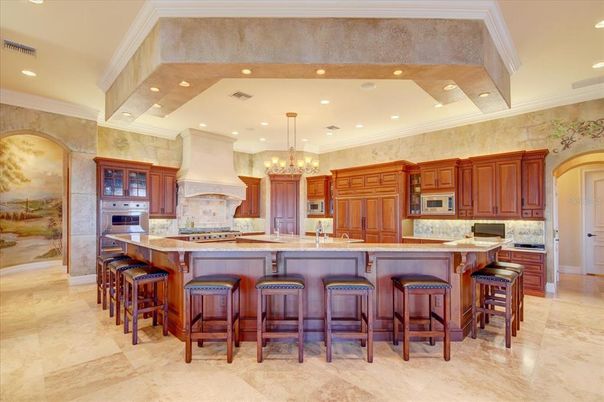 Chandelier, Interior, Kitchen, Pendant Lights, Recessed Lighting, Stainless Steel Appliances