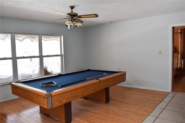 Billiard Table, Game Room, Interior, Wood Texture Flooring
