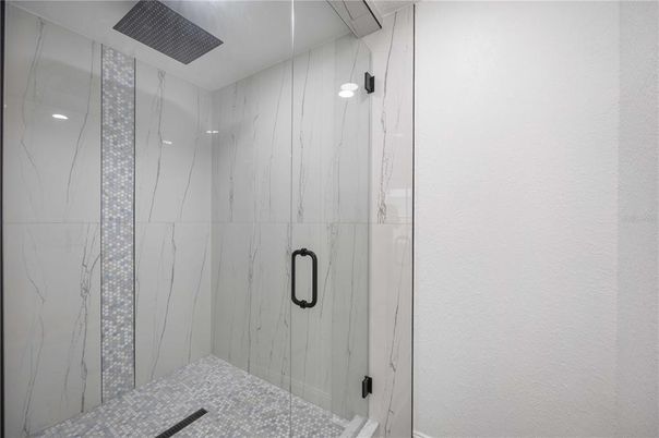 Bathroom, Glass Shower, Interior, Marble Walls