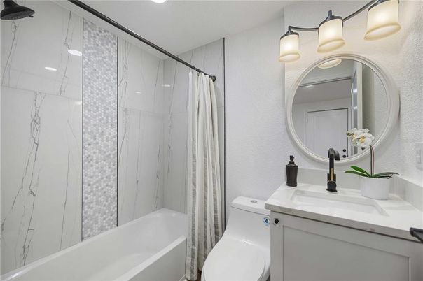 Bathroom, Interior, Marble Walls, Recessed Lighting