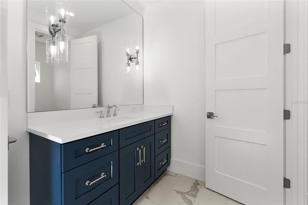 Bathroom, Dual Sink Vanities, Interior, Marble, Pendant Lights