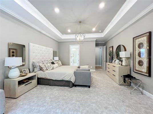 Bedroom, Chandelier, Interior, Recessed Lighting