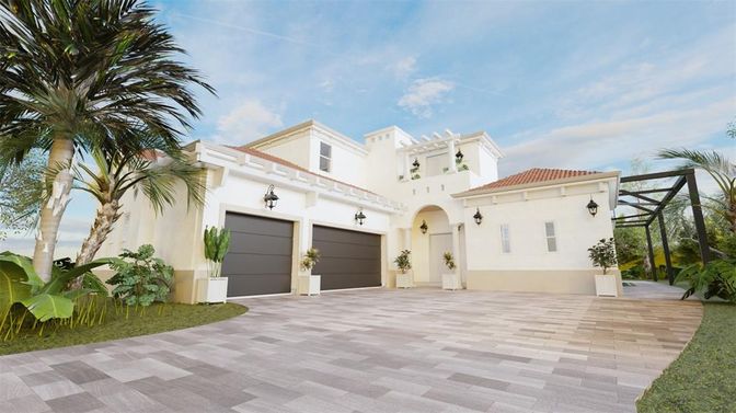 Attached, Exterior, Facade, Spanish Mediterranean