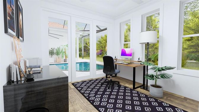 Home Office, Interior, Wood Texture Flooring