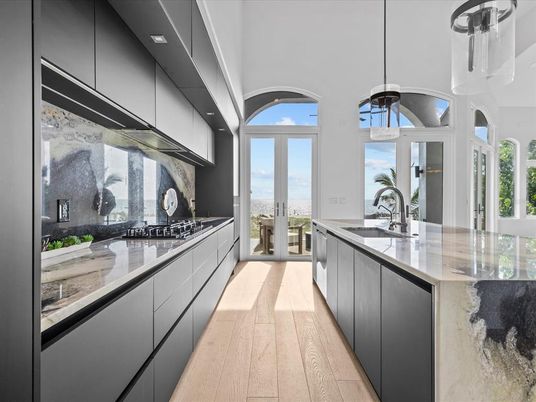Interior, Kitchen, Pendant Lights, Recessed Lighting, Wood Texture Flooring