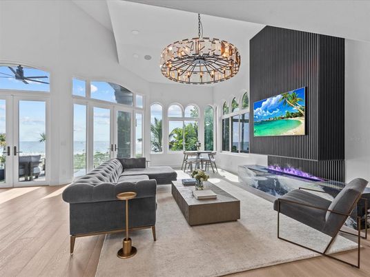 Chandelier, Interior, Living room, Pendant Lights, Wood Texture Flooring