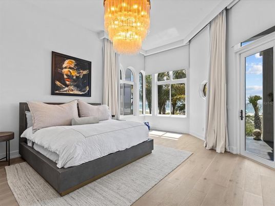 Bedroom, Chandelier, Interior, Wood Texture Flooring