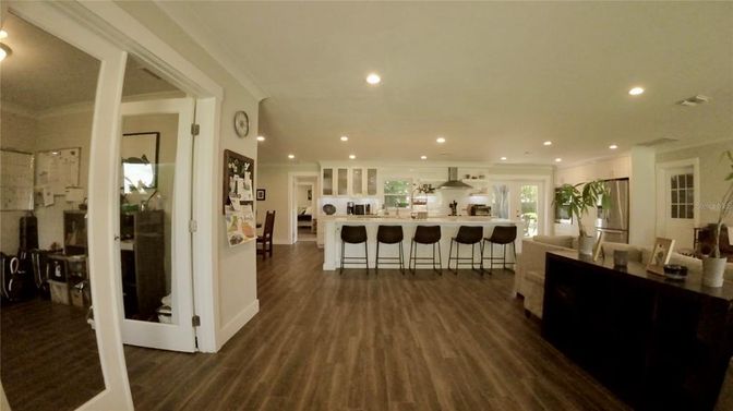 Interior, Kitchen, Recessed Lighting, Wood Texture Flooring
