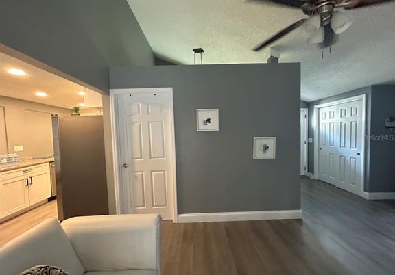 Interior, Kitchen, Recessed Lighting, Wood Texture Flooring
