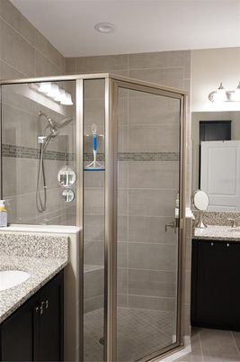Bathroom, Glass Shower, Interior, Recessed Lighting