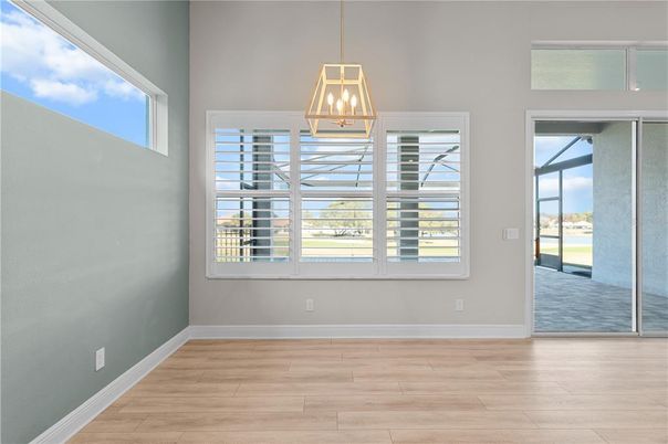 Empty room, Interior, Pendant Lights, Wood Texture Flooring