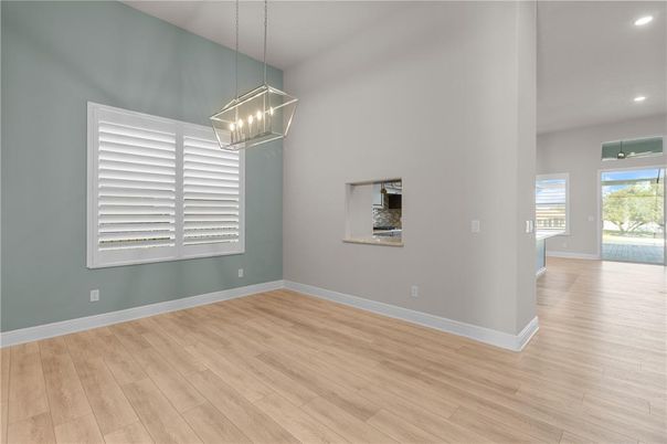 Empty room, Interior, Pendant Lights, Recessed Lighting, Wood Texture Flooring