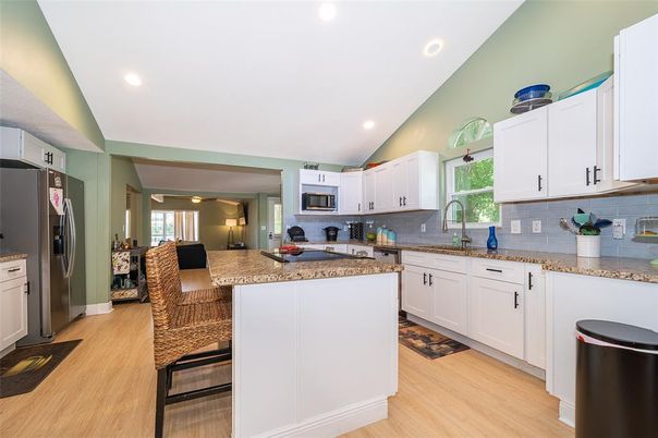 Interior, Kitchen, Recessed Lighting, Wood Texture Flooring