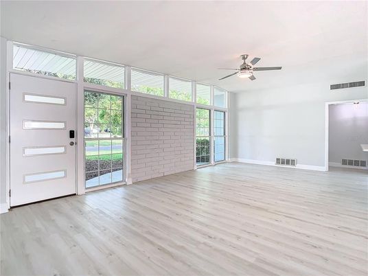 Empty room, Interior, Stone Walls, Wood Texture Flooring
