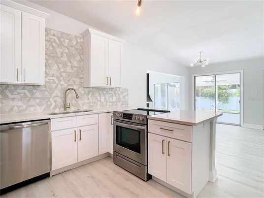 Interior, Kitchen, Stainless Steel Appliances, Wood Texture Flooring
