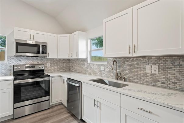 Interior, Kitchen, Stainless Steel Appliances, Wood Texture Flooring