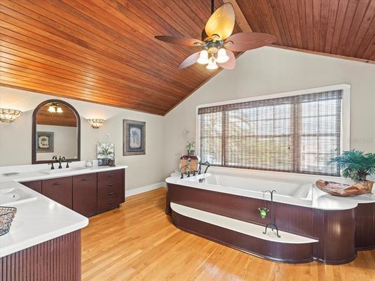 Bathroom, Interior, Wooden Ceilings, Wood Texture Flooring