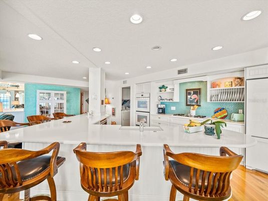 Interior, Kitchen, Recessed Lighting, Wood Texture Flooring