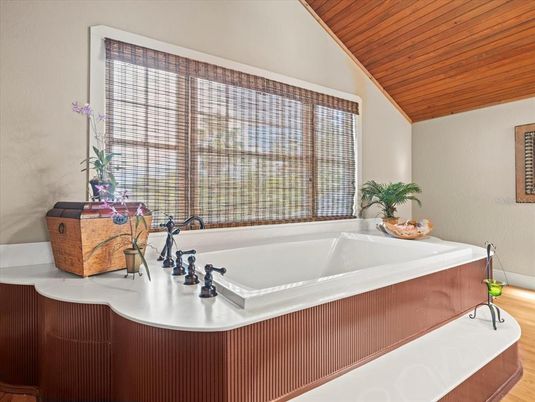 Bathroom, Interior, Wooden Ceilings, Wood Texture Flooring