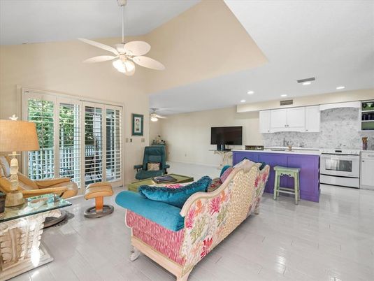 Interior, Kitchen, Living room, Recessed Lighting, Stainless Steel Appliances, Wood Texture Flooring