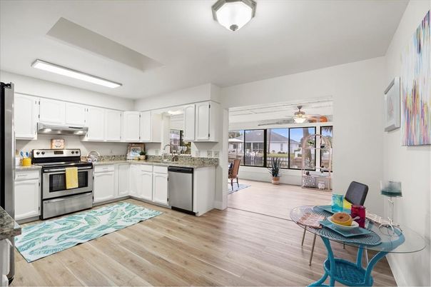 Interior, Kitchen, Stainless Steel Appliances, Wood Texture Flooring