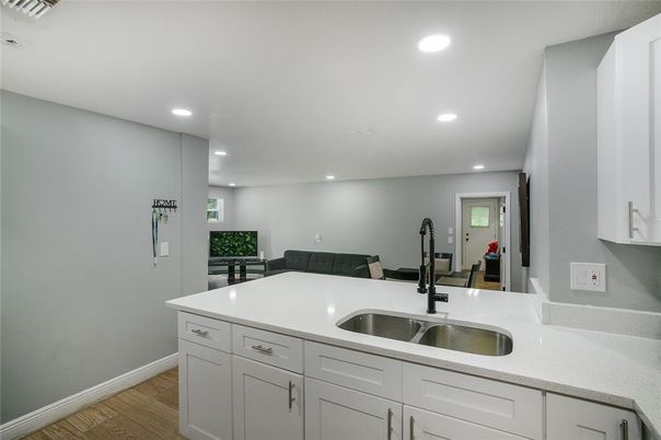Interior, Kitchen, Recessed Lighting, Wood Texture Flooring
