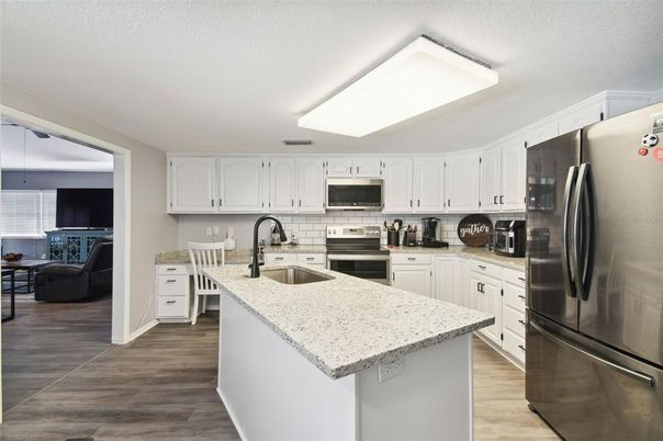 Interior, Kitchen, Stainless Steel Appliances, Wood Texture Flooring