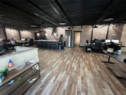 Interior, Kitchen, Pendant Lights, Stone Walls, Wood Texture Flooring