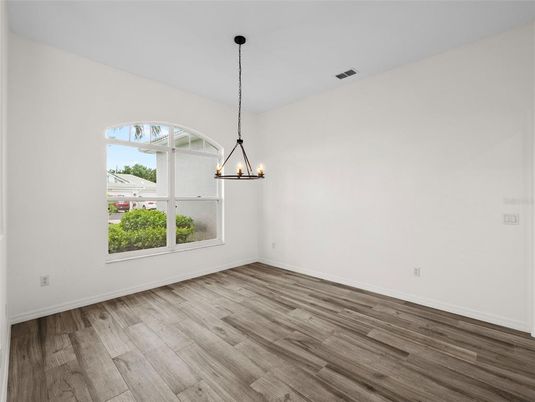 Chandelier, Empty room, Interior, Pendant Lights, Wood Texture Flooring