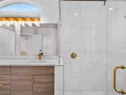 Bathroom, Glass Shower, Interior, Marble Walls