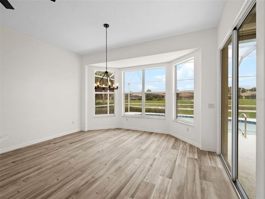 Chandelier, Empty room, Interior, Pendant Lights, Wood Texture Flooring