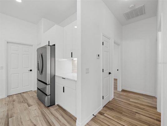 Interior, Kitchen, Recessed Lighting, Wood Texture Flooring